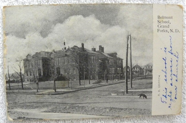 1908 Belmont School, Program & Social Hour, Grand Forks,North Dakota ND postcard
