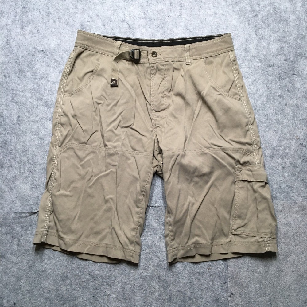Prana Stretch Zion Cargo Shorts Mens 33x11 Medium M Beige Performance Hike Climb