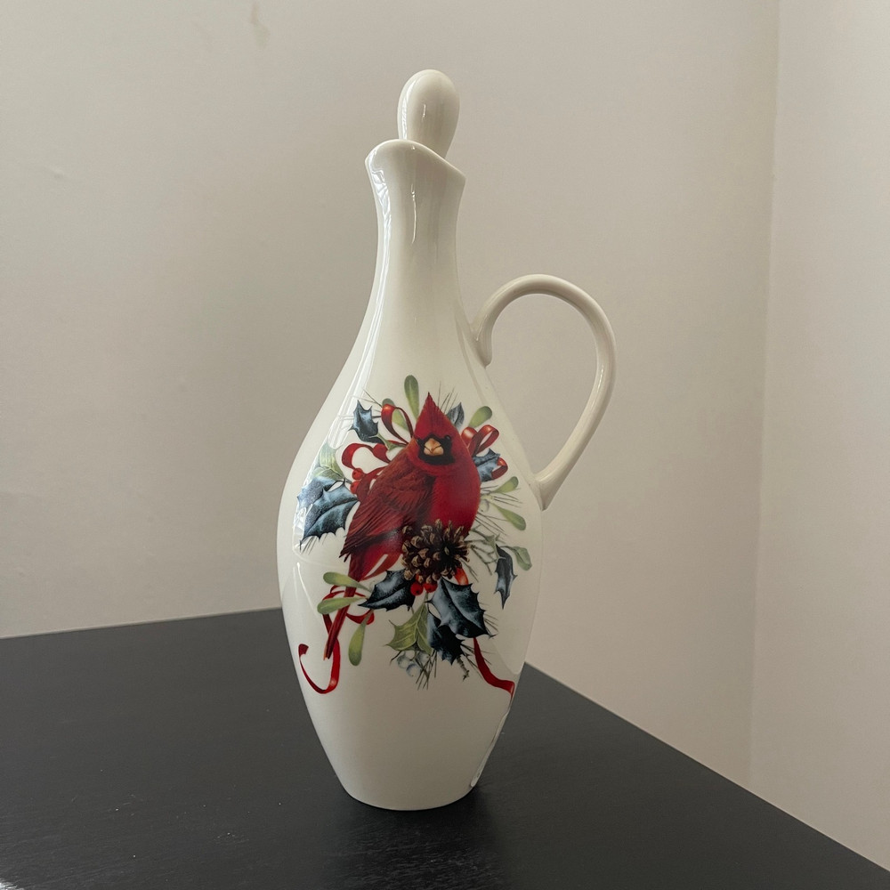 Lenox Winter Greetings Red Cardinal Vintage Oil Bottle Cruet Holiday