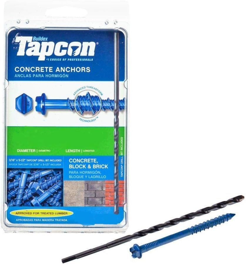 Tapcon Hex Washer Head Concrete Anchors (3/16