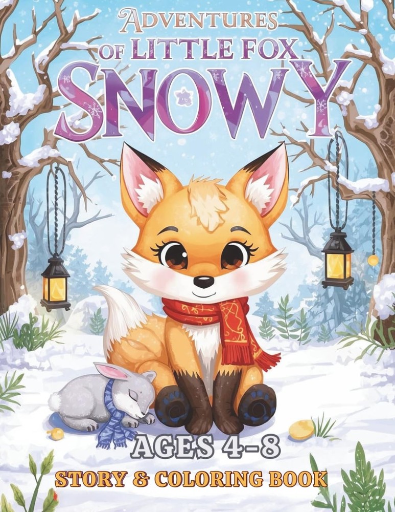 Snowy the Little Fox’s Winter Adventure Coloring Book for Kids Ages 4-8: A Cute