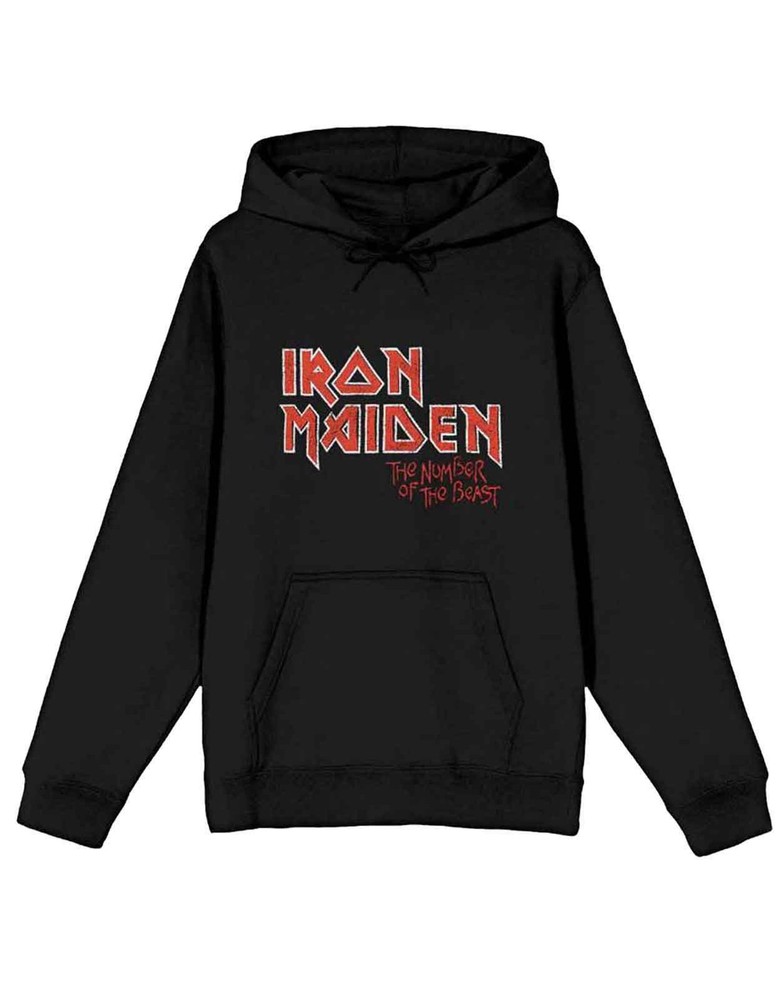 Iron Maiden Sudadera con Capucha Número de la Bestia Logo Vintage Borde Desteñido Álbum Nuevo Para Hombres