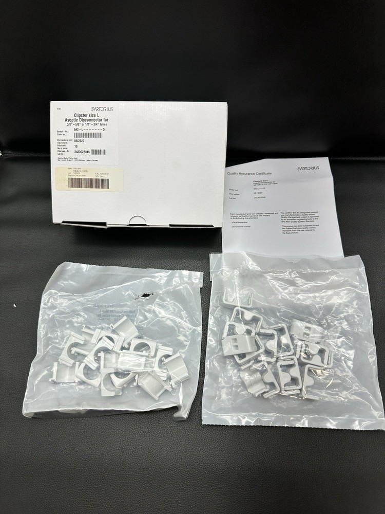 Sartorius 642-L-D Top/Bottom Clipster Size L Aseptic Disconnector Pack of 15 New
