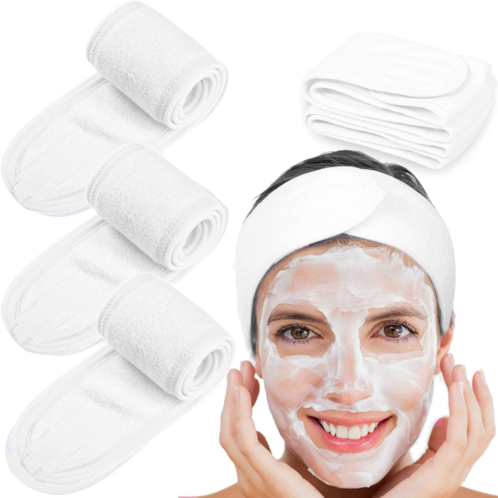 4 Counts Spa Facial Headband  Head Wrap Terry Cloth Headband Stretch Towel