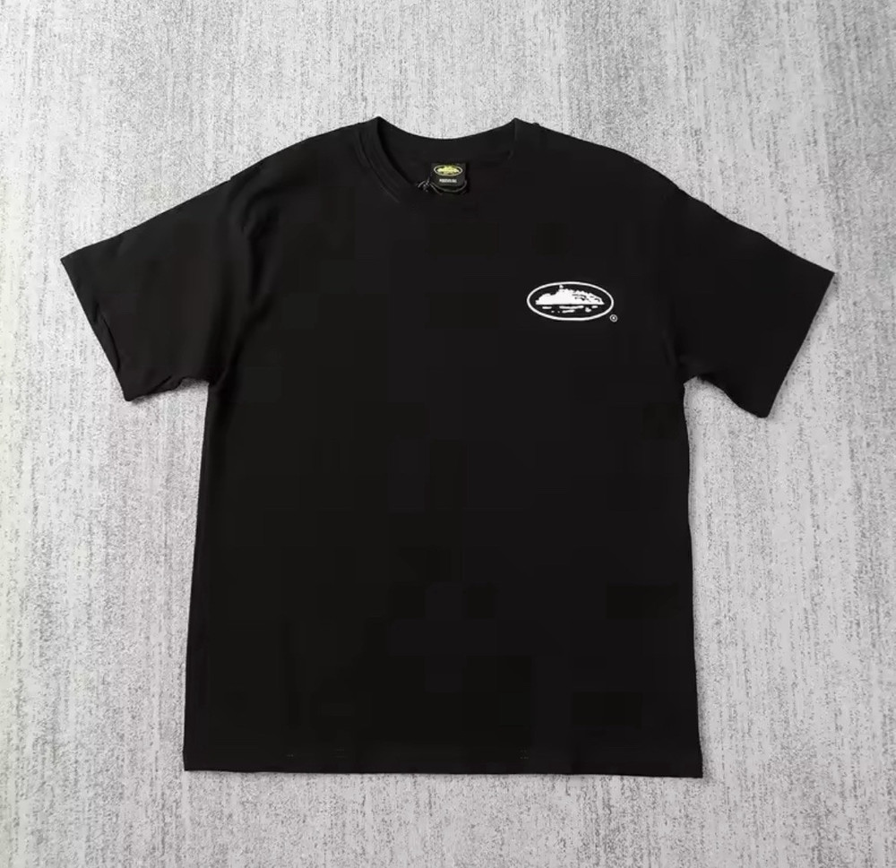 Corteiz Men's Black Cotton Knit Crew Neck Short Sleeve Graphic Logo T-Shirt M