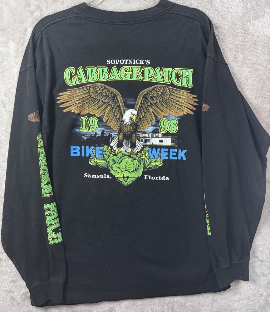 Vintage Cabbage Patch Bike Week 1998 Long Sleeve Shirt Soft Tee USA Mens XL