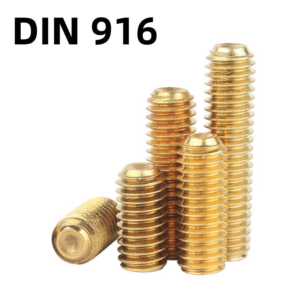 916 M2 M3 M4 M5 M6 M8 M10 M12 Brass Grub Screws Cup Point Hex Socket Set Din