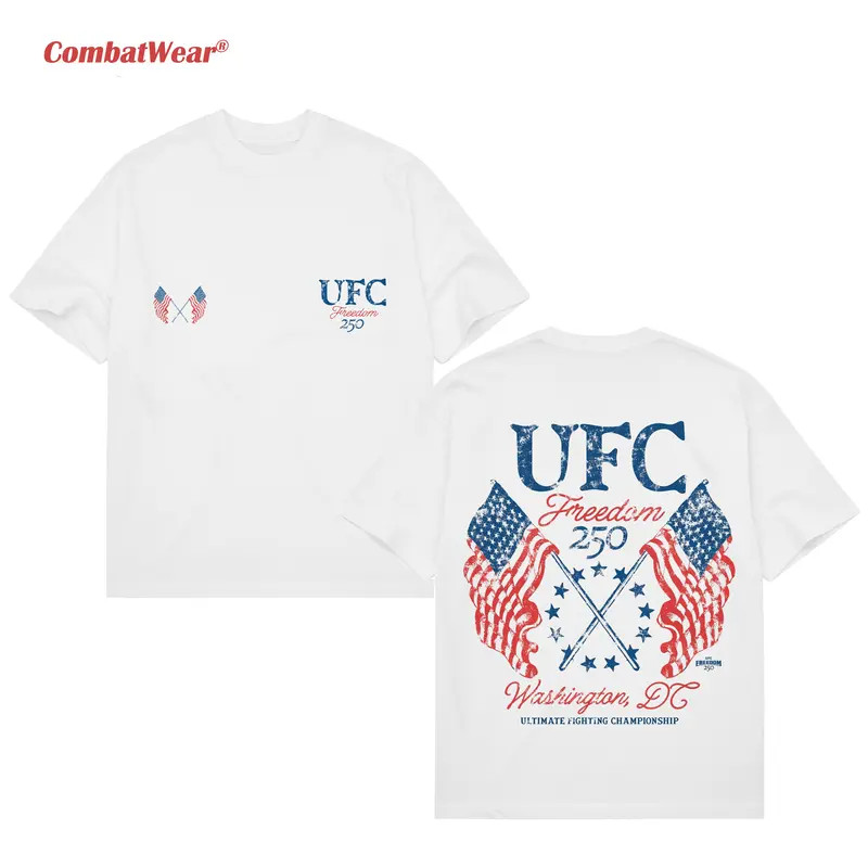UFC Freedom 250 Flags White Graphic Tee Men's T-Shirt , Hoodie