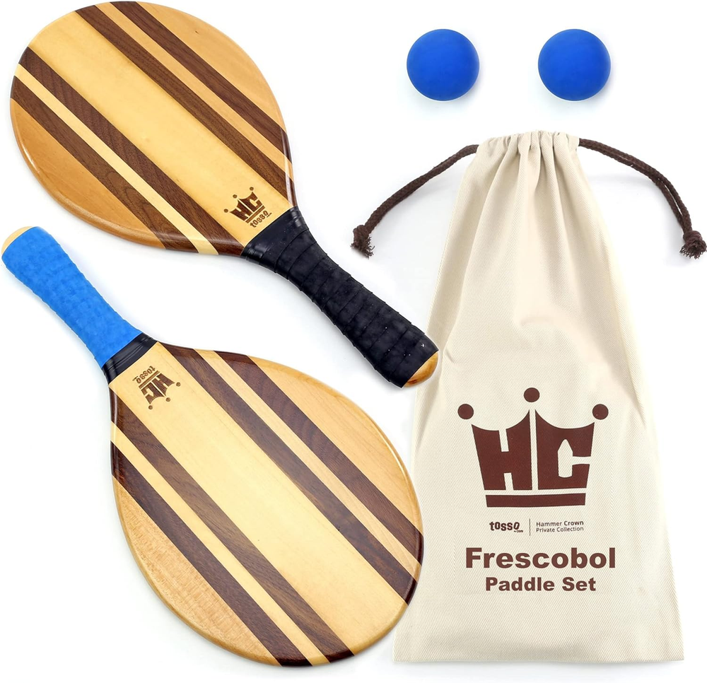 Frescobol Beach Stripes Paddle Ball Set with 2 Paddles 2 Balls Canvas Case