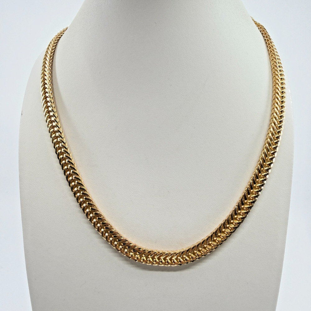 Vintage Gold Tone Thick Chevron Foxtail Chain Necklace Chunky Collar Choker