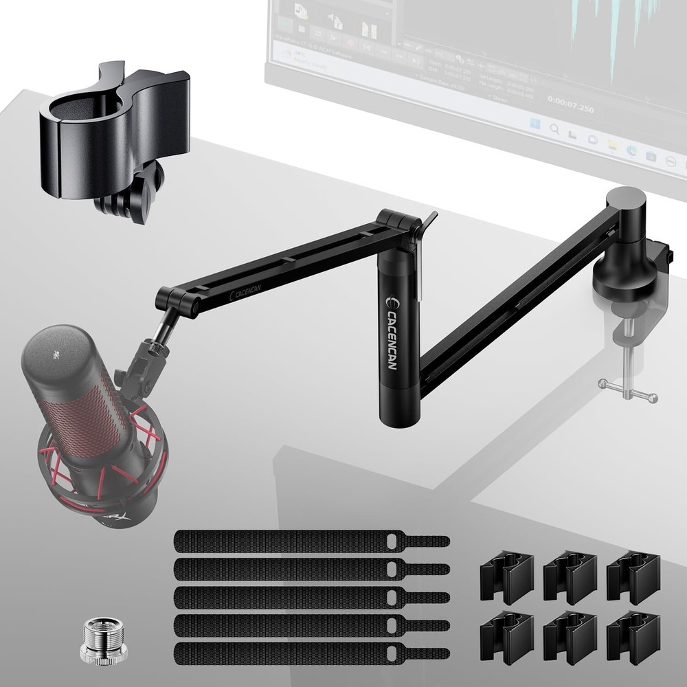 360° Rotatable M05 Boom Arm with Desk Mount - Mic Stand for Streaming & Podcasti