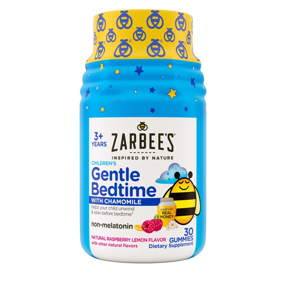 Zarbee's Children's Gentle Bedtime with Chamomile Gummies, Natural Raspberry