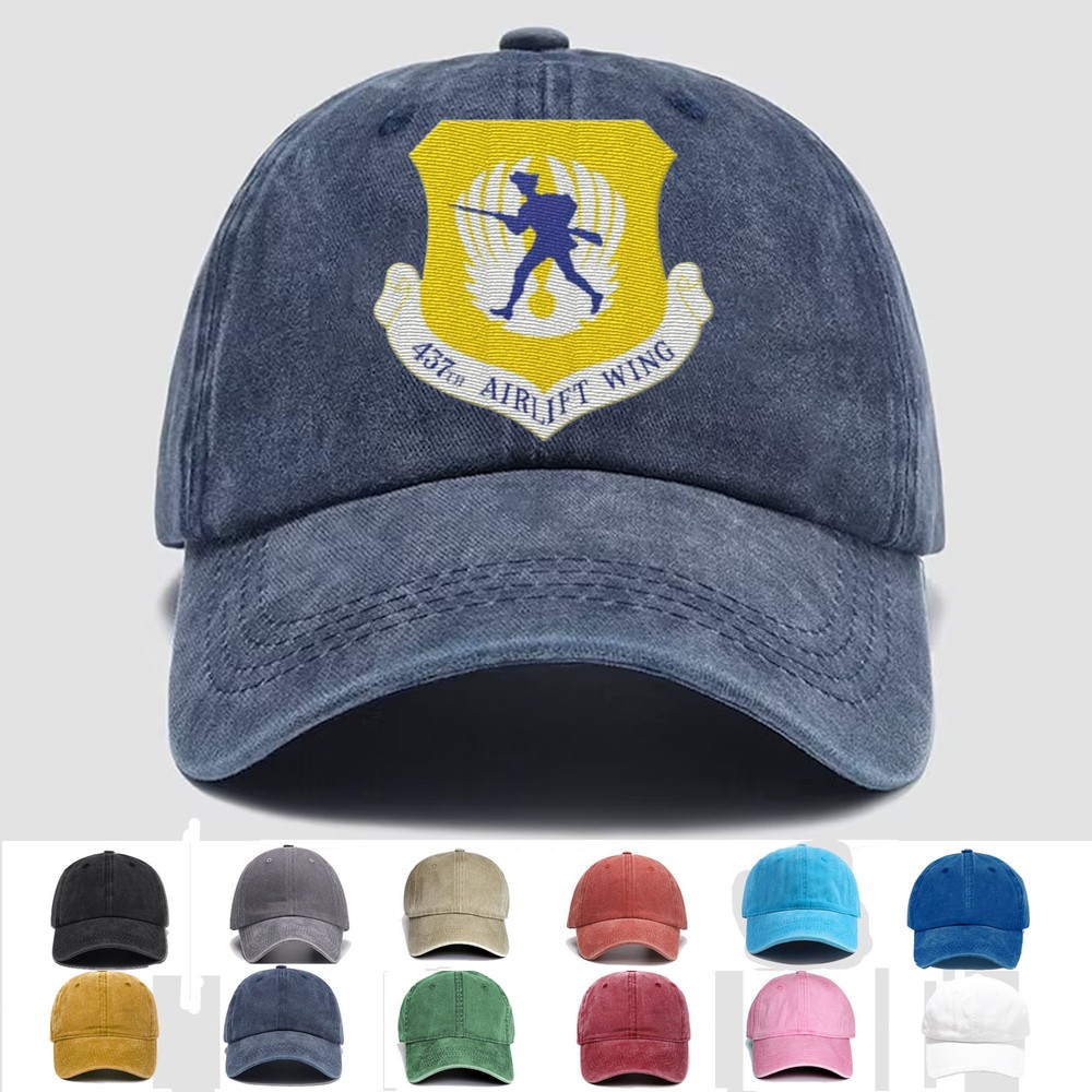 Custom Embroidered Hat 437th Airlift Wing, Veteran Cap, Trucker Hat, Gift Idea