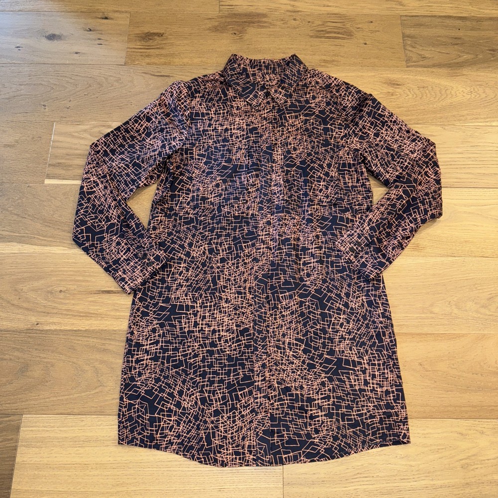 NWT Banana Republic Black Pink Geometric Tunic Shirt Dress Long Sleeve Sz 12