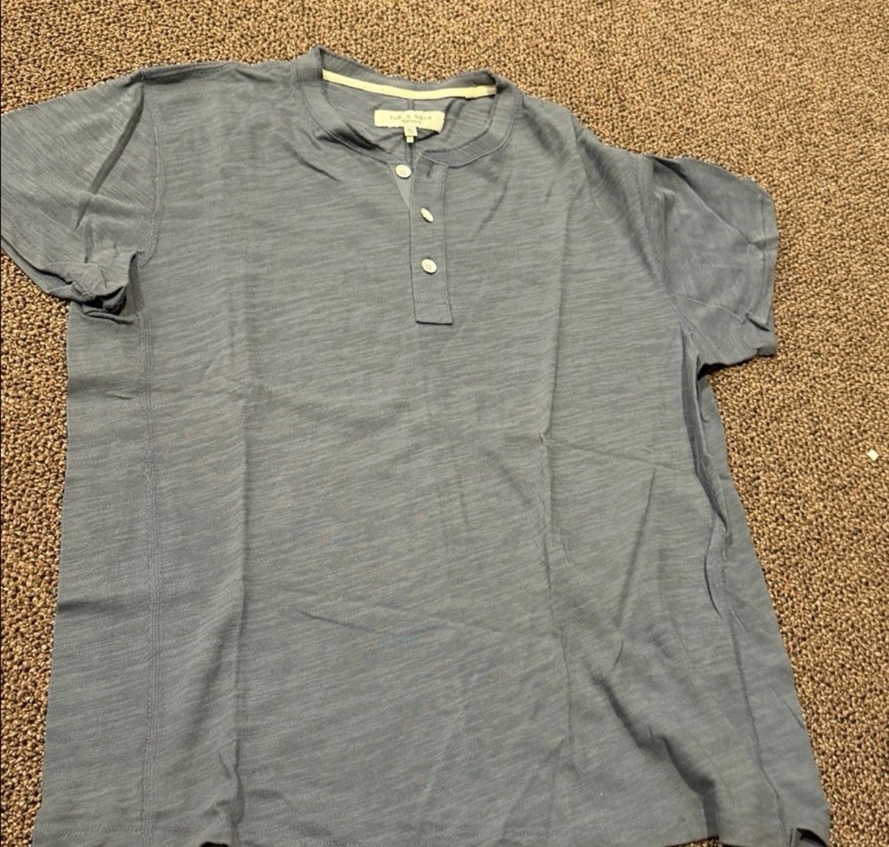 rag & bone Men's Blue Henley Short Sleeve T-Shirt XL