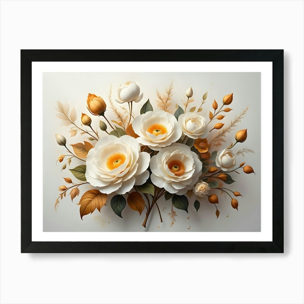 Flowers Bouquet Art Print Framed Wall Art Poster Canvas Print Picture