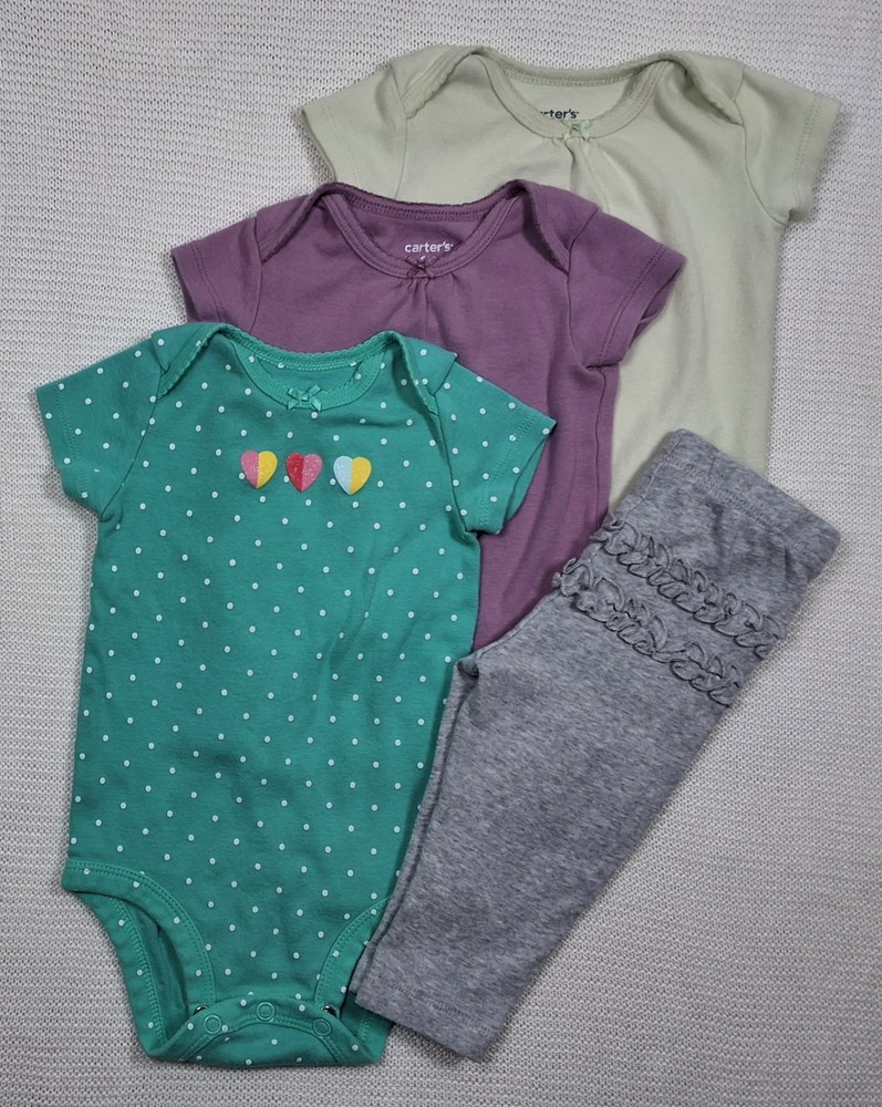 Carter's 6M Baby Girl 4-Piece Short sleeve Bodysuits & Pants