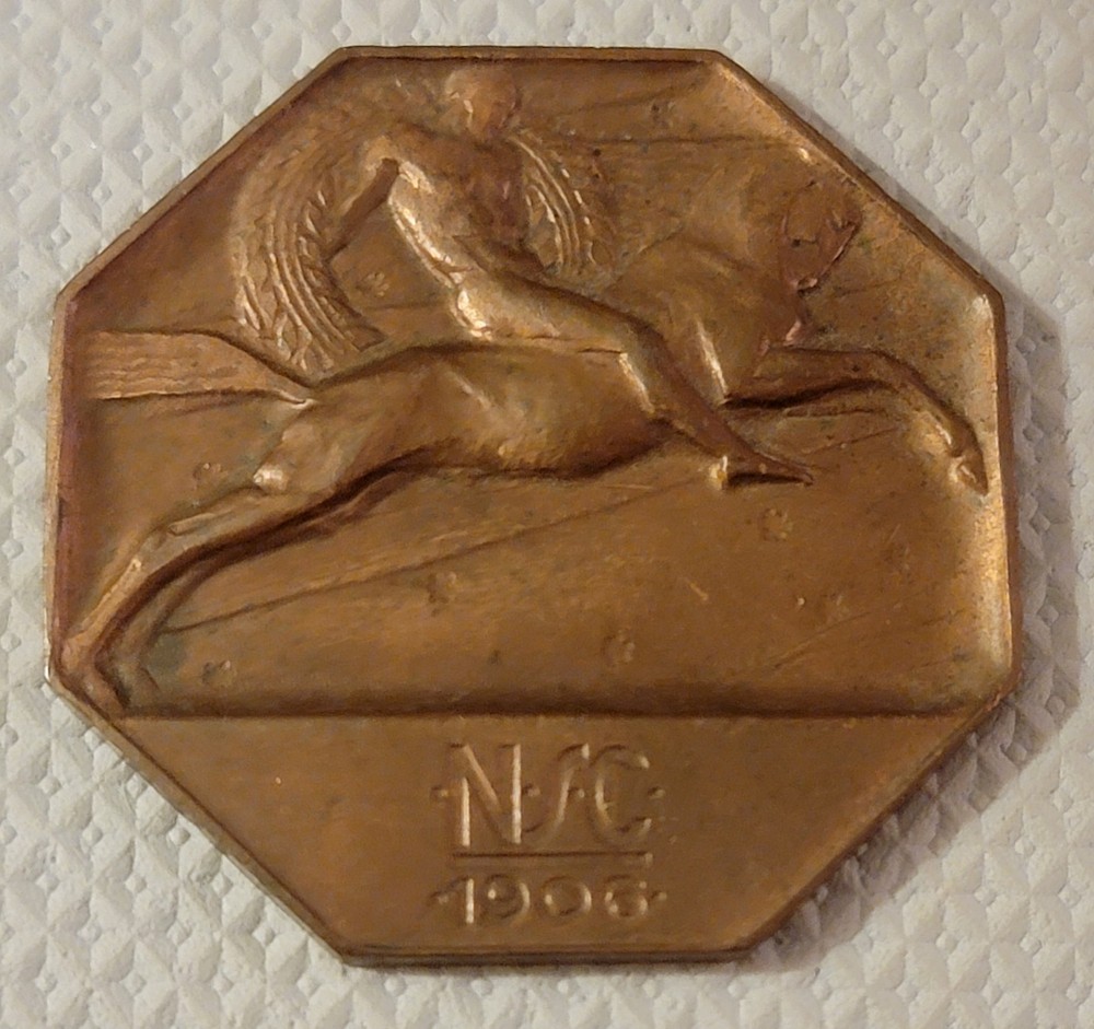 NCS 1906 Octagonal Bronze Horse Medal Nemzeti Sport Club Hungary