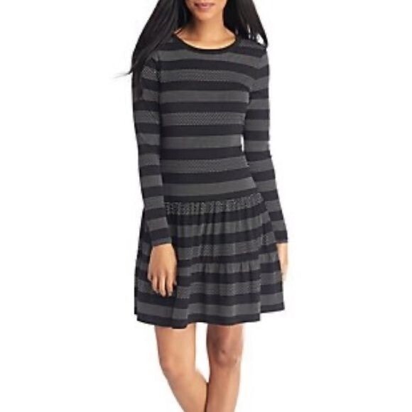 Michael Kors Womens Black & White Striped Polka Dot Dress Size Medium
