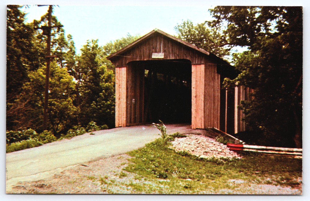 Vintage Photo Postcard Picture Wood Covered Bridge Road Brown County Ohio USA
