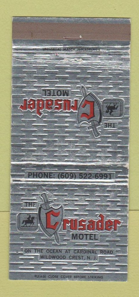 Matchbook Cover - Crusader Motel Wildwood Crest NJ 30 Strike