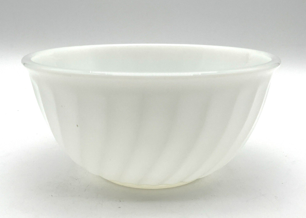 Vintage Fire King Oven Ware Small Bowl White Swirl 7 Inch