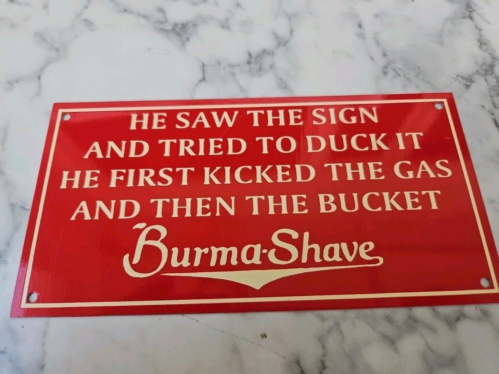 Old Stock  Metal Tacker Signs Burma Shave Funny Quotes Old Advertising