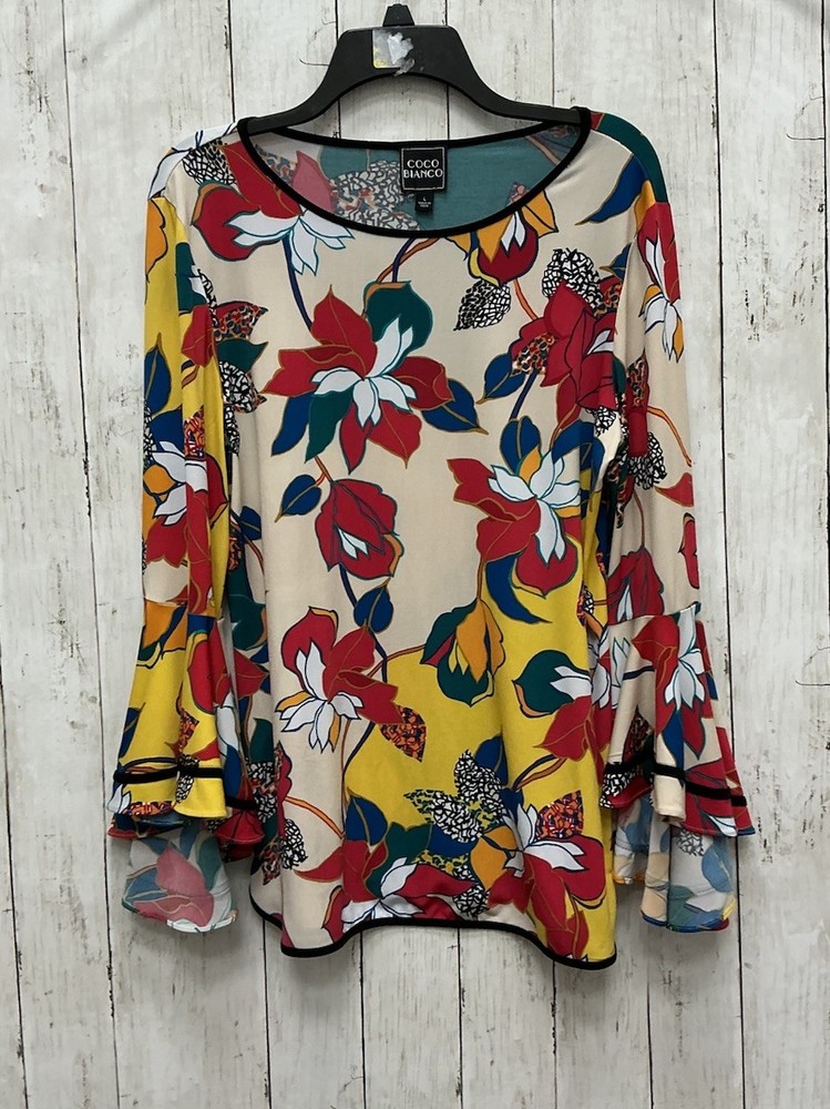 Coco Bianca Floral Top Long Sleeve Ruffle Large 0506–238