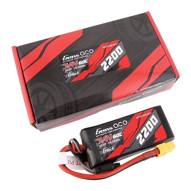 Gens Ace G-Tech 60C 7.4V 2200mAh 2S Lipo Battery XT60 For Traxxas 1/16 E-Revo-image