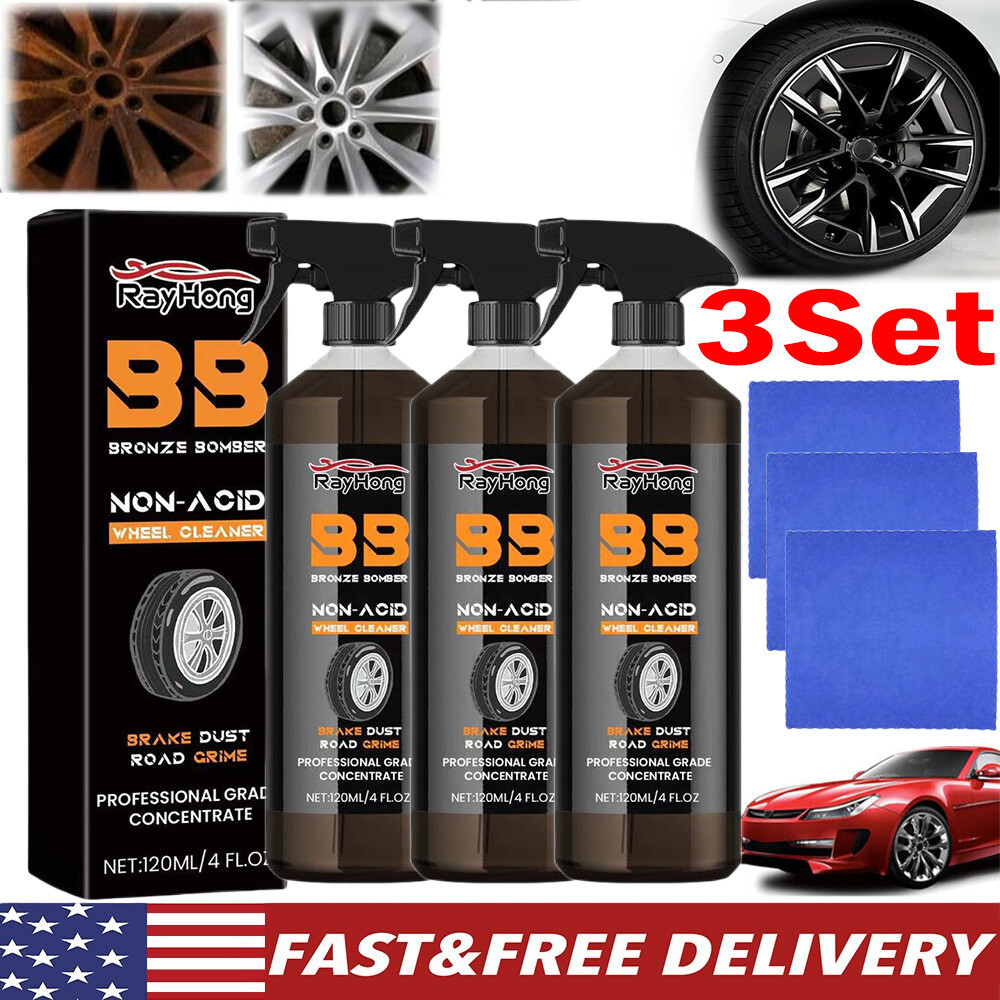 3Set Bronze Non-Acid Wheel Cleaner Non-Acid Truck & Car Tough Wheel Cleaning