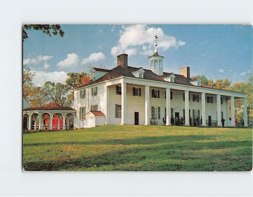 Postcard East Front View of George Washington's Home Mount Vernon Virginia USA