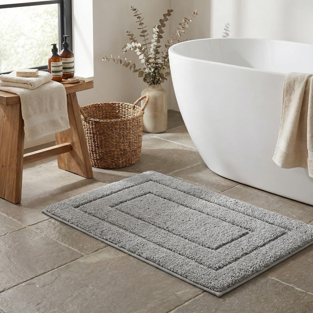 Gray Bathroom Rugs, Bath Mats for Bathroom Non-Slip, Super Soft and Water Abs...