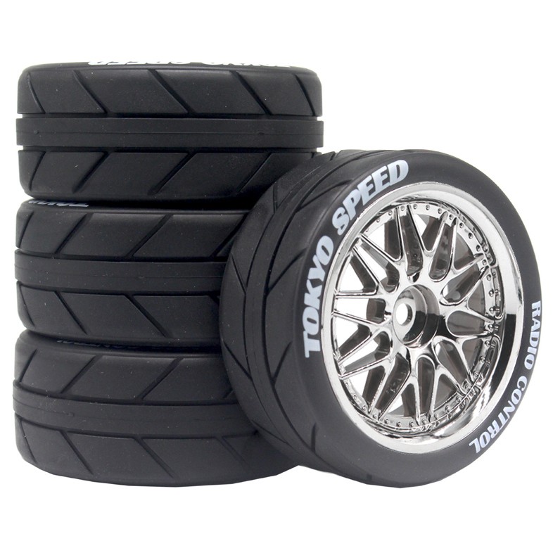 1/10 Onroad Rc Car Wheels Tires Set For Traxxas Nitro 4tec 4-tec 2.0 Tamiya TT01