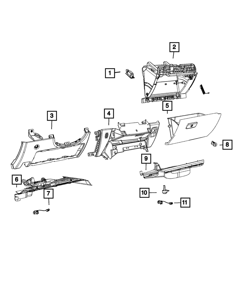 Genuine Mopar Opening Glove Box 7FB17DX9AB