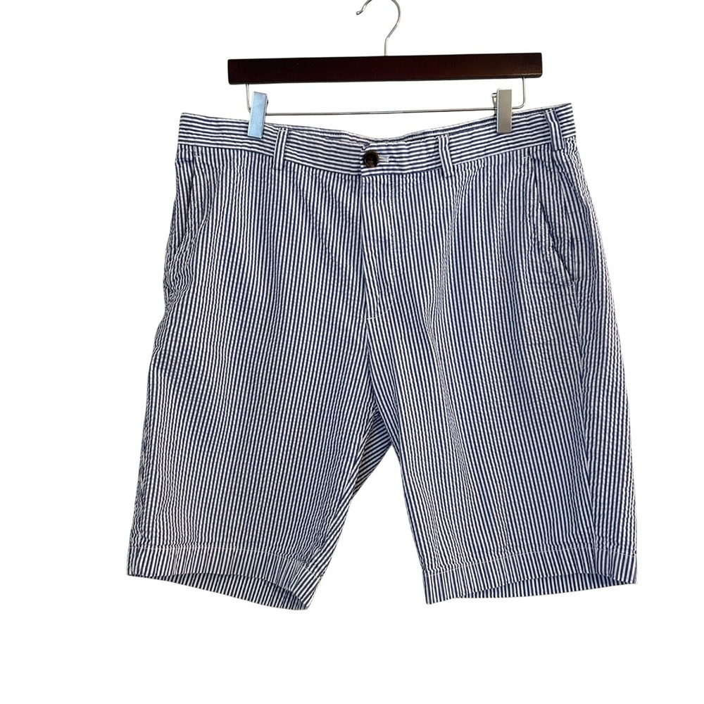 Brooks Brothers Seersucker Shorts Mens 38 Blue White Striped Cotton Preppy Beach