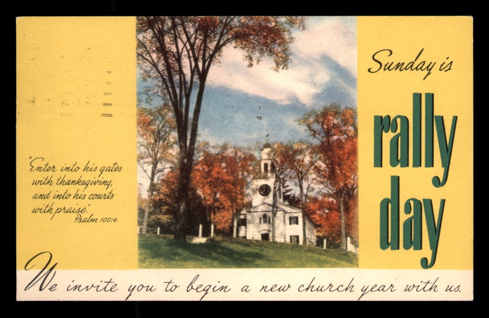 Rally Day Invitation Sunday School Church Celebration Posted Postcard Divided