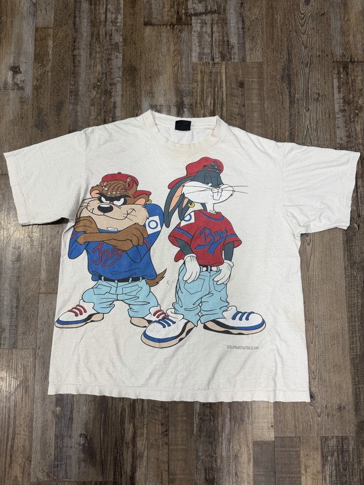 Changes Looney Tunes Bugs Bunny Taz Vintage 90s White Men’s L T-Shirt