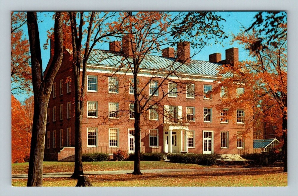 Crawfordsville IN Wabash College Autumn View Waugh Hall Vintage Indiana Postcard
