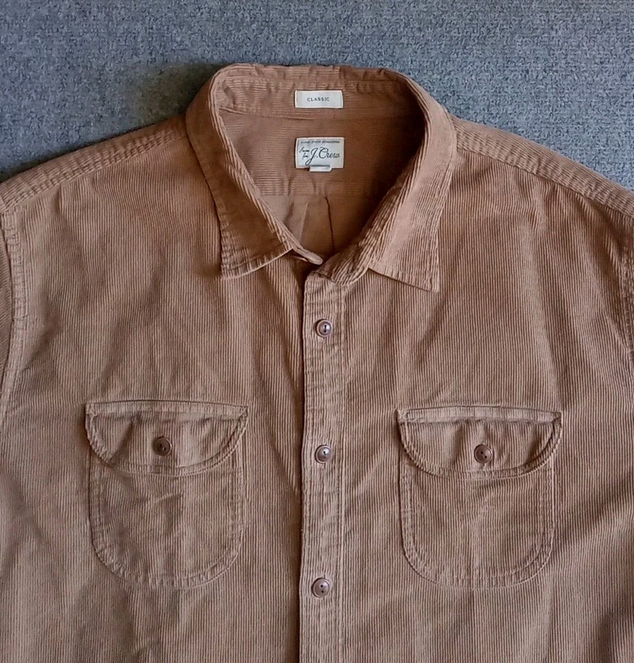 J.Crew Corduroy Shirt Men's XL Brown Long Sleeve Button Up Classic Fit EUC