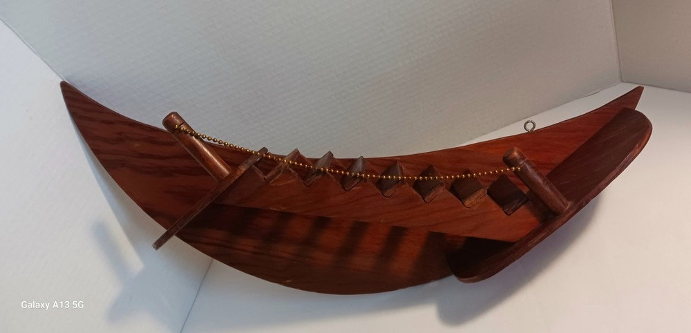 Vintage Wooden Crescent Moon Stairs Stairway Hanging Wall Art