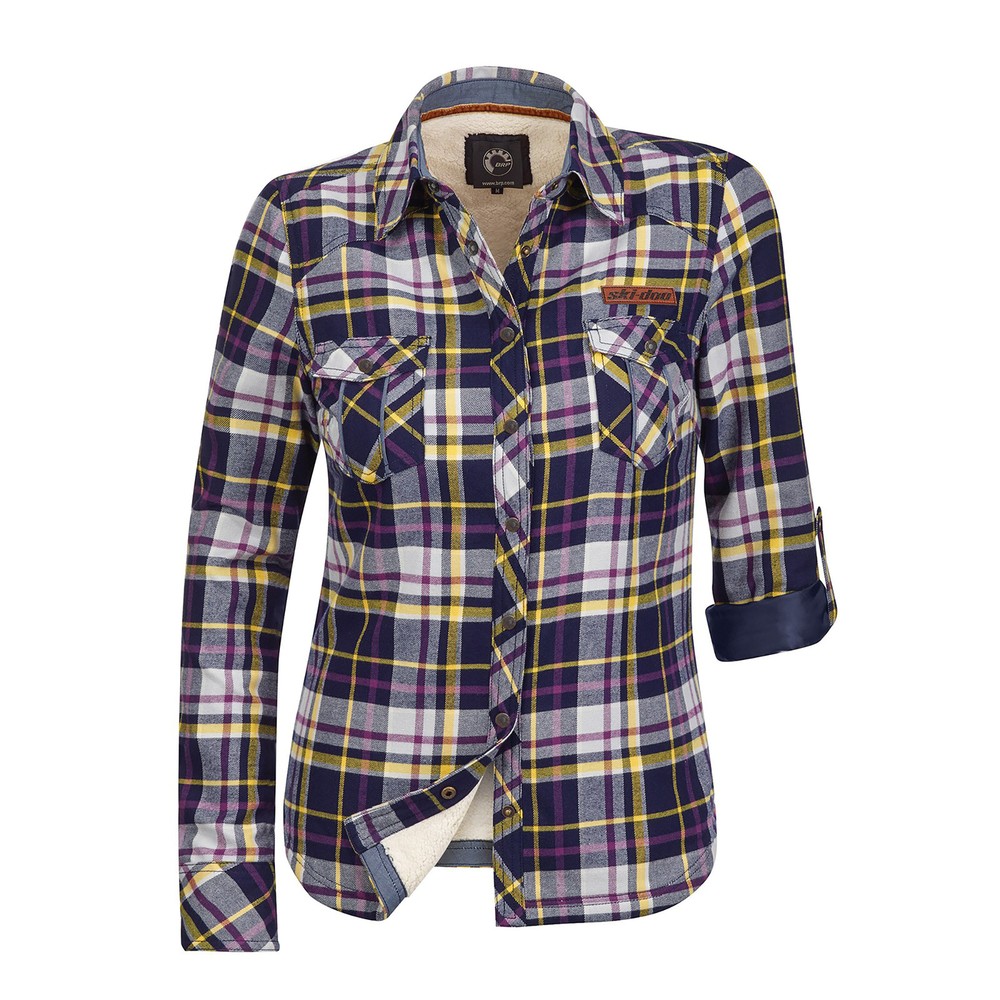 Ski-Doo Ladies' Cabin Overshirt Heavyweight Flannel Button Pockets Sweatshirt