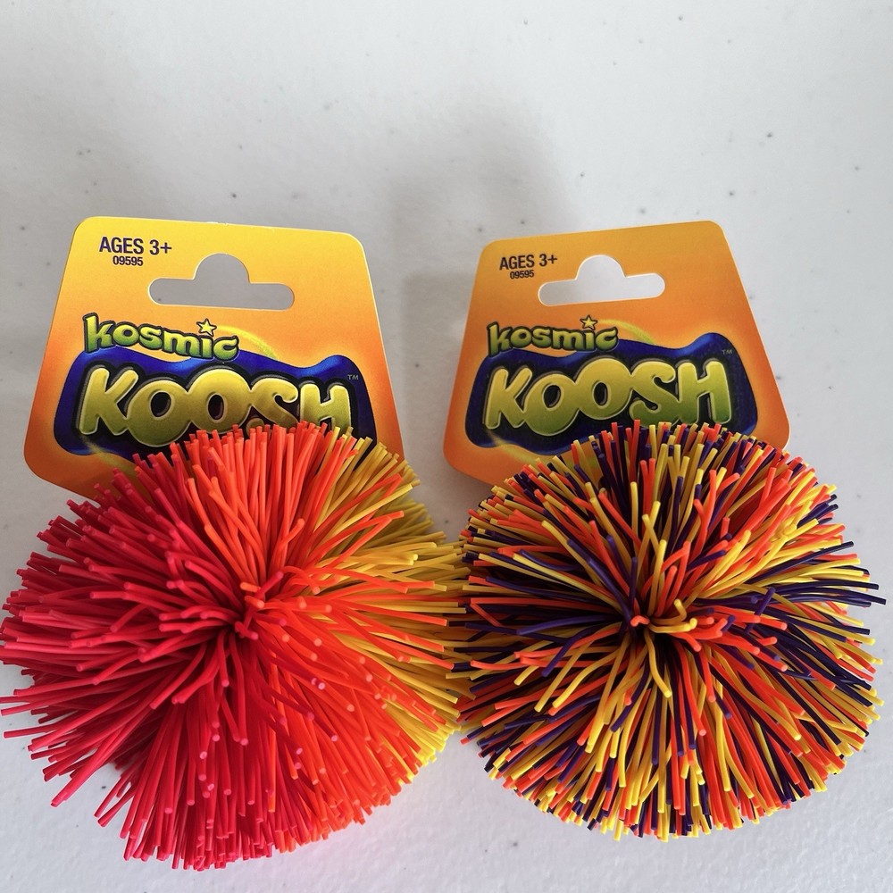 Vintage 2003 Pair Of Koosh Balls 3” Multicolored Red Orange Yellow Purple New