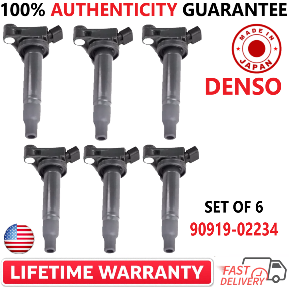 x6 OEM DENSO Ignition Coils For 1999-2010 Toyota & Lexus 3.0L 3.3L, 90919-02234