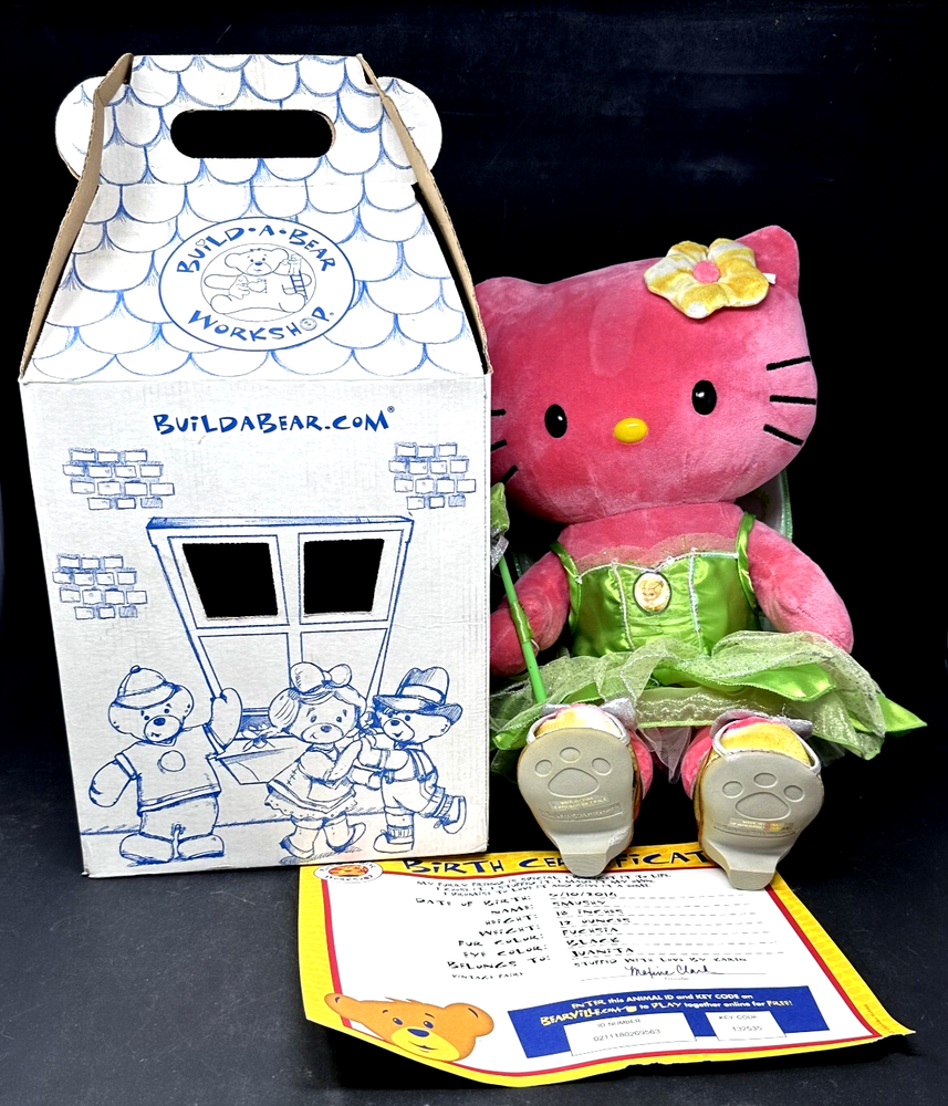 Vintage Build-A-Bear Hello Kitty Coral Pink with Outfit & Accessories 2014