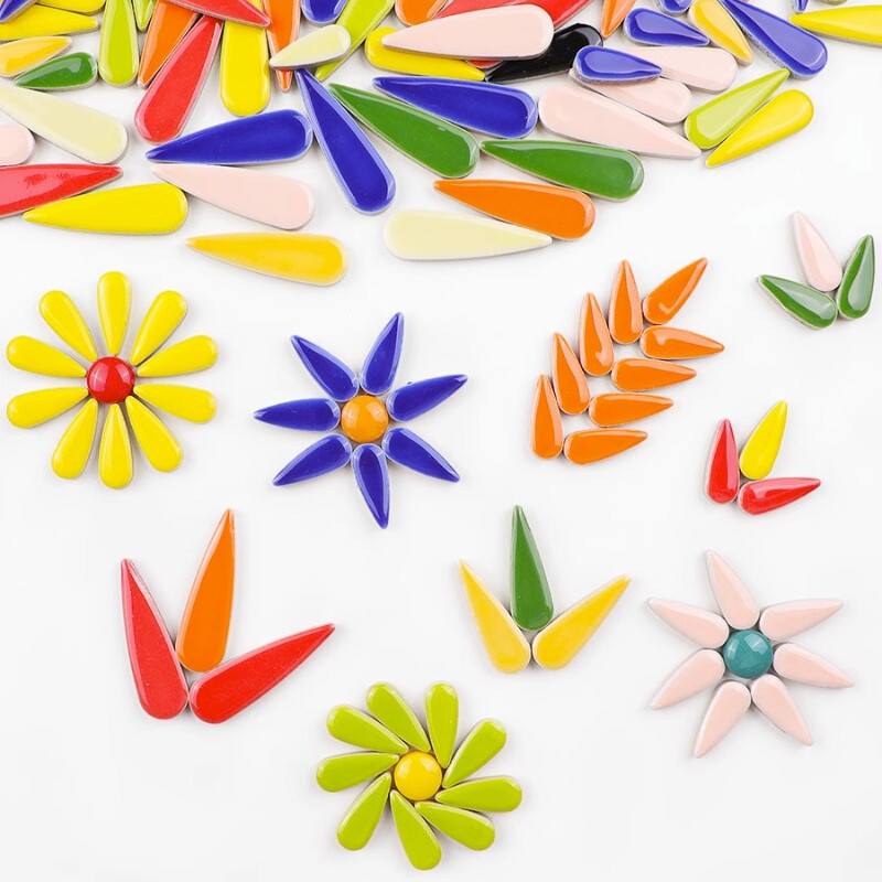 100g Bulk Ceramic Mosaic Tiles Crafts Drop Shape Supplies for DIY Flower Pots