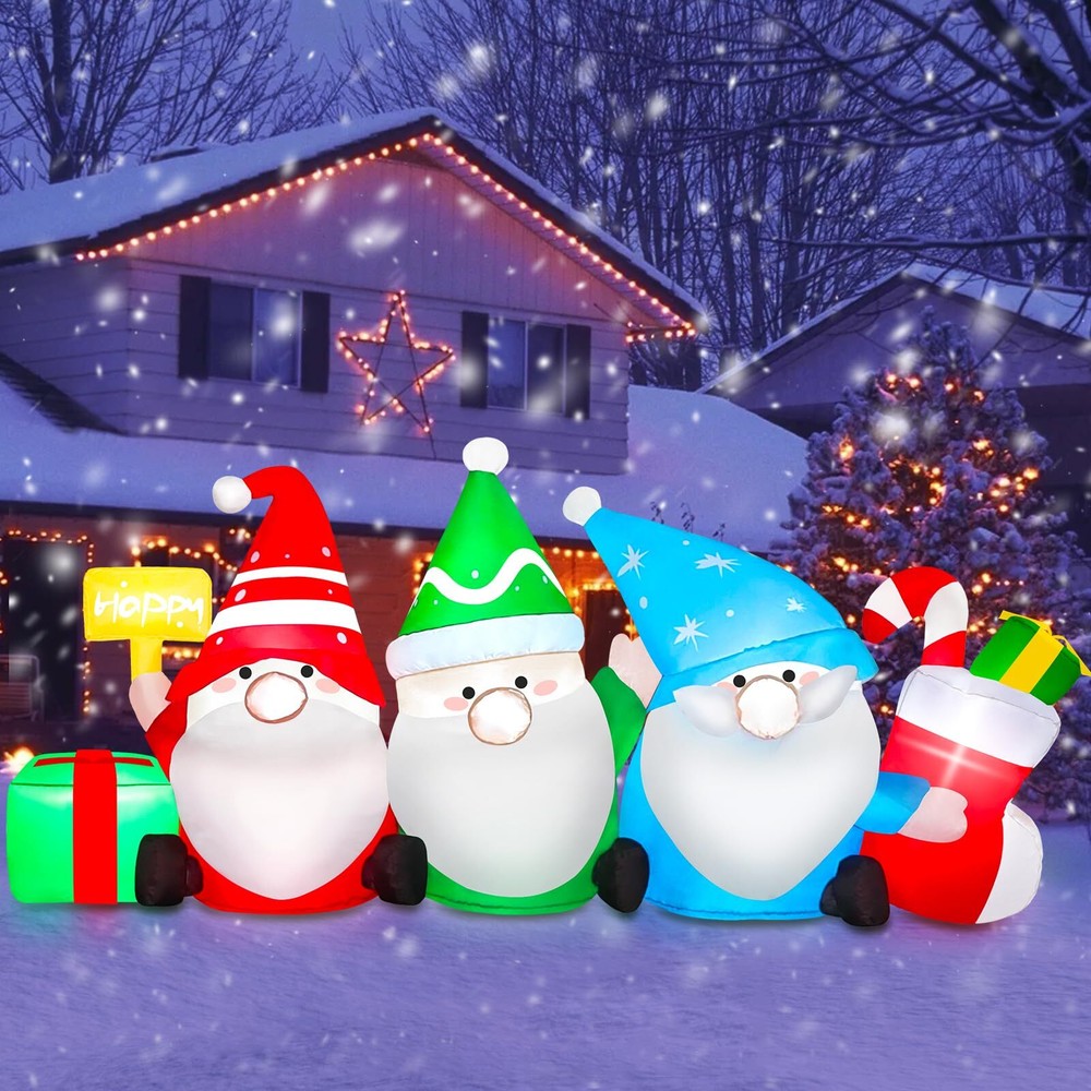 MICOCAH 6FT Long Christmas Inflatables Outdoor Decorations Inflatable 3 Gnome...