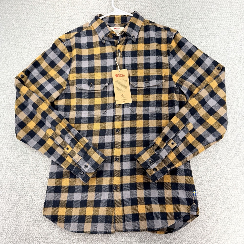 Fjallraven Skog Flannel Shirt Mens Small Plaid Slim Fit Button Down Pockets