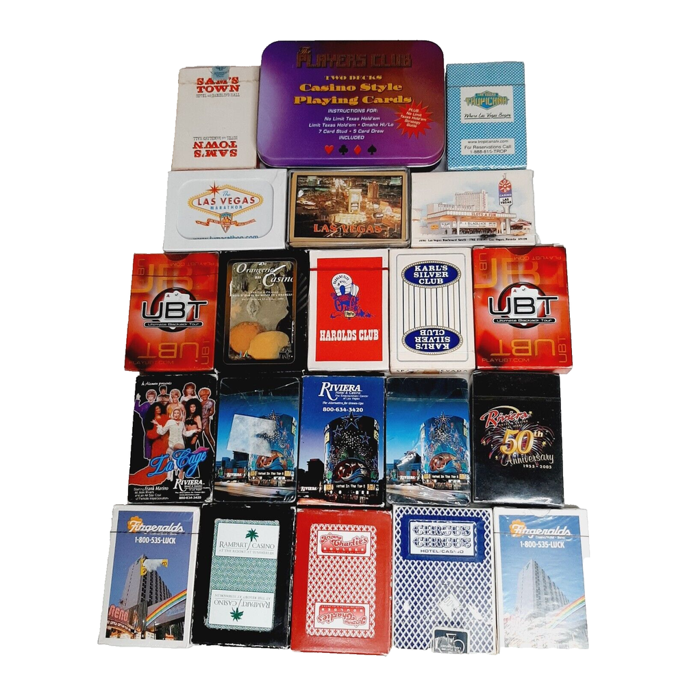 Las Vegas Casino Playing Cards Bundle Lot of 21 Gambling & Poker Decks