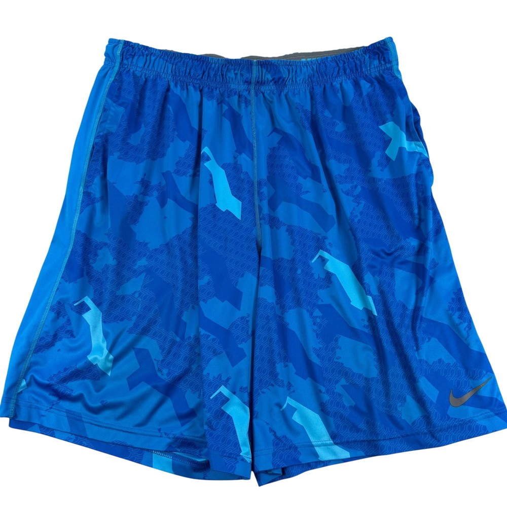 Nike Dri-FIT Shorts Mens 2XL Blue Camo Basketball Gym Running Athletic Training