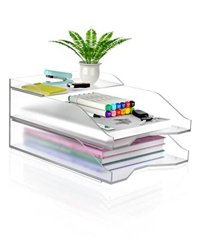 Premium Acrylic 3-Layer Letter Tray, Stylish and Practical Desk Frosted